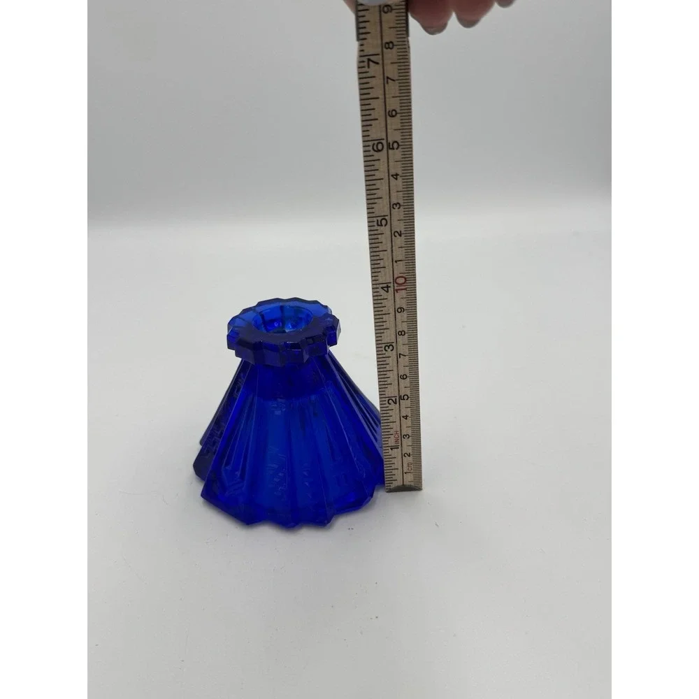 Vintage LE SMITH? Wigwam Candlestick 1930s Blue Cobalt Depression Glass